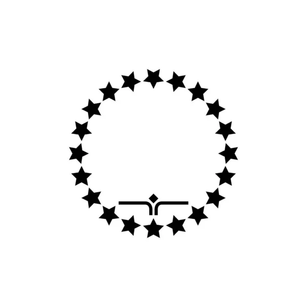 Estrella corona glifo icono y el anillo estilizado signo — Vector de stock