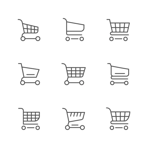 Definir ícones de linha do carrinho de compras —  Vetores de Stock