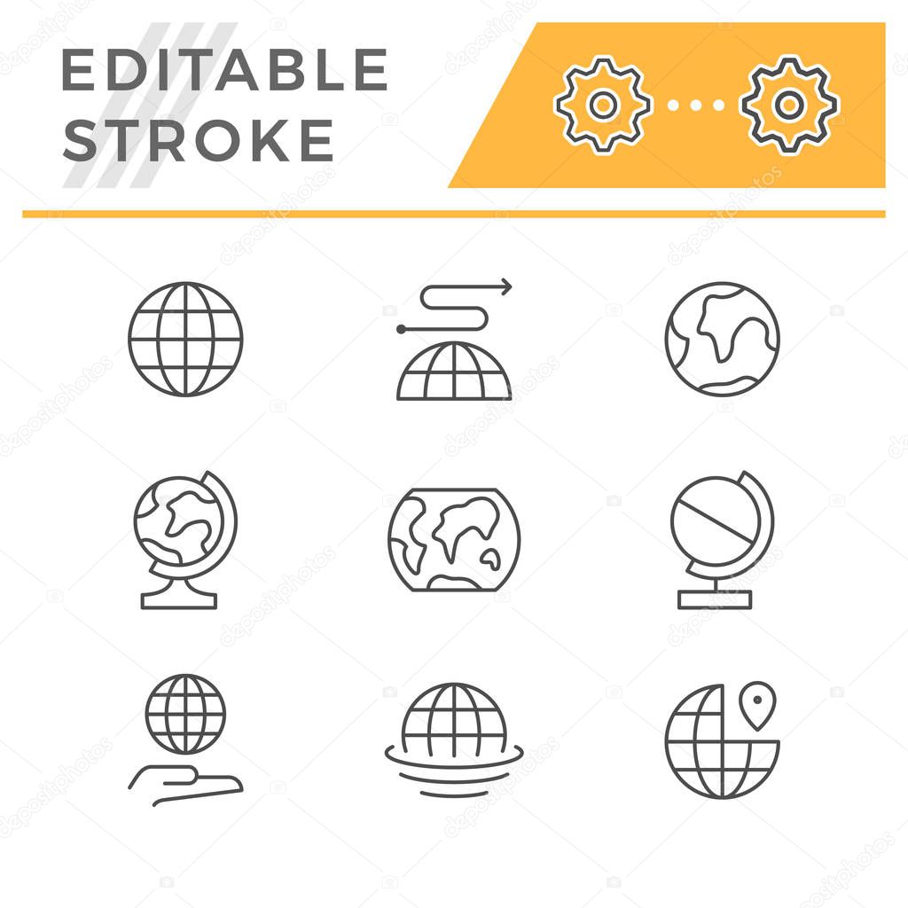 Set line icons of globe