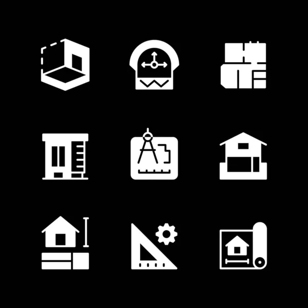 Conjunto de iconos glifo de arquitectura — Vector de stock