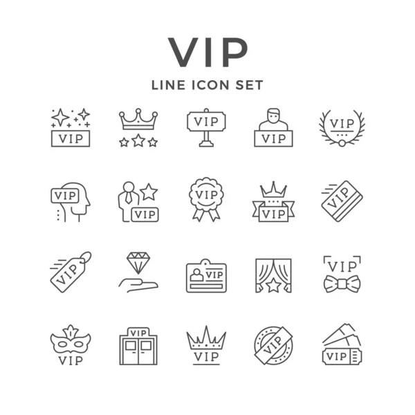 Establecer iconos de línea de VIP — Vector de stock