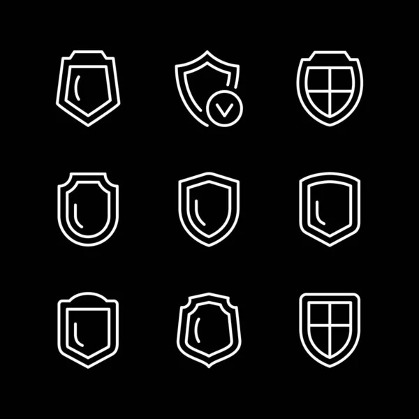 Impostare icone linea di scudo — Vettoriale Stock