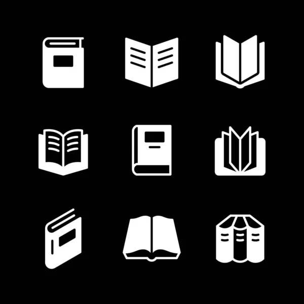 Set glyph icons of book — Stock Vector