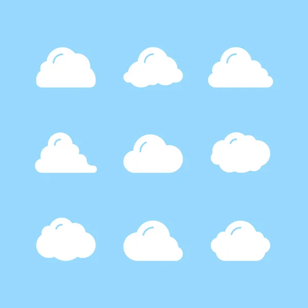 Set glyph white icons of cloud — Stock Vector