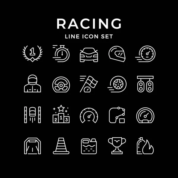 Set lijn pictogrammen van racing — Stockvector