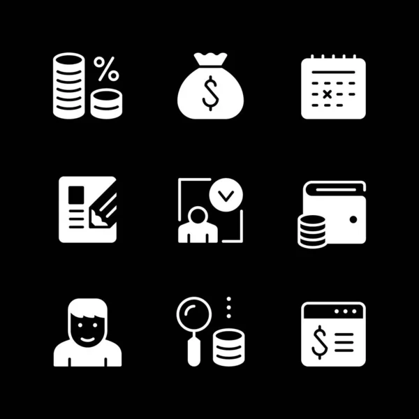 Set icônes glyphe de crédit — Image vectorielle