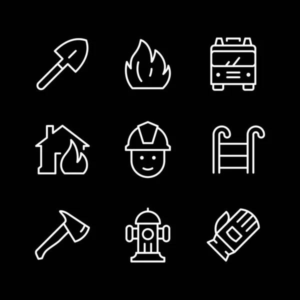 Establecer iconos de línea de extinción de incendios — Vector de stock