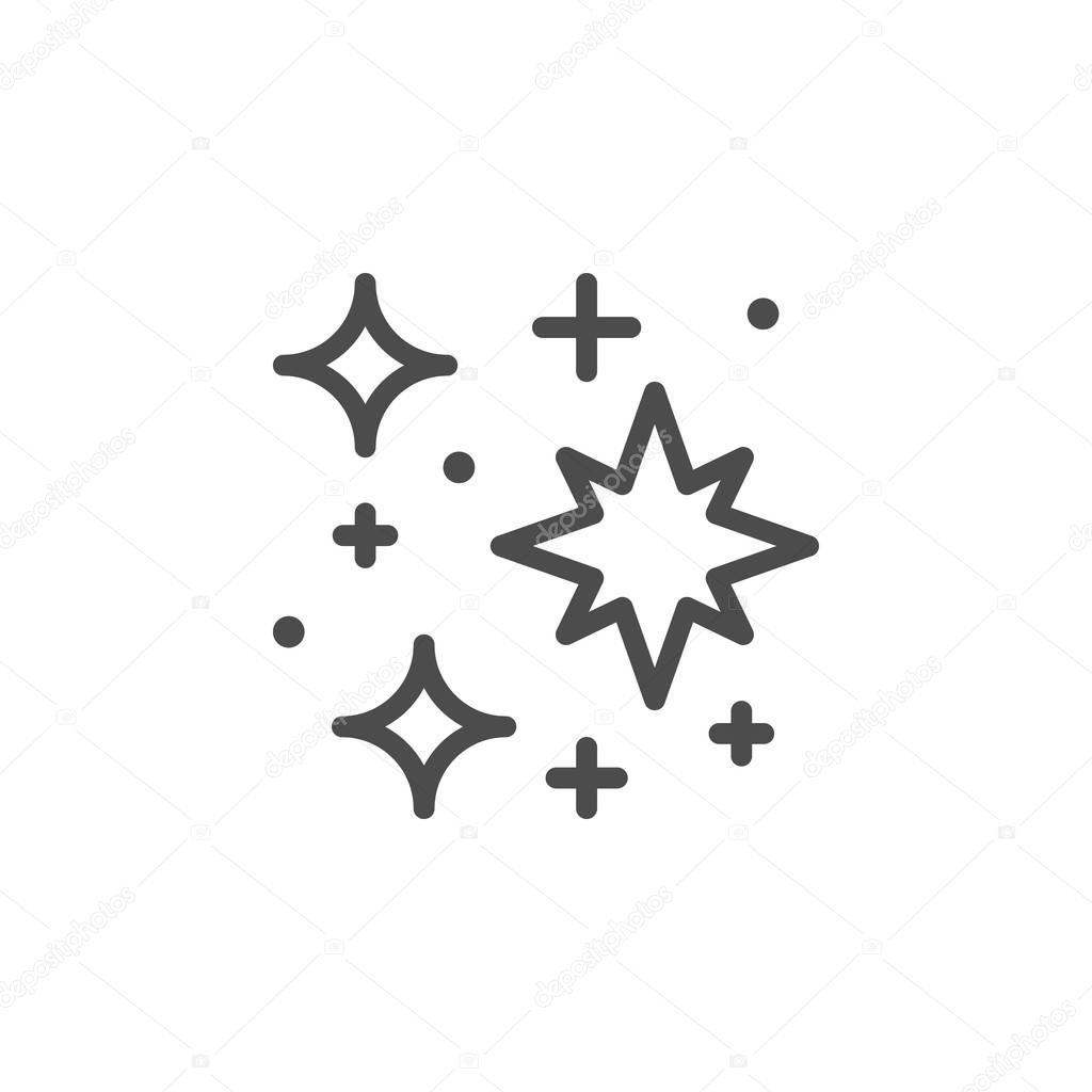 Sparkling and twinkling line outline icon