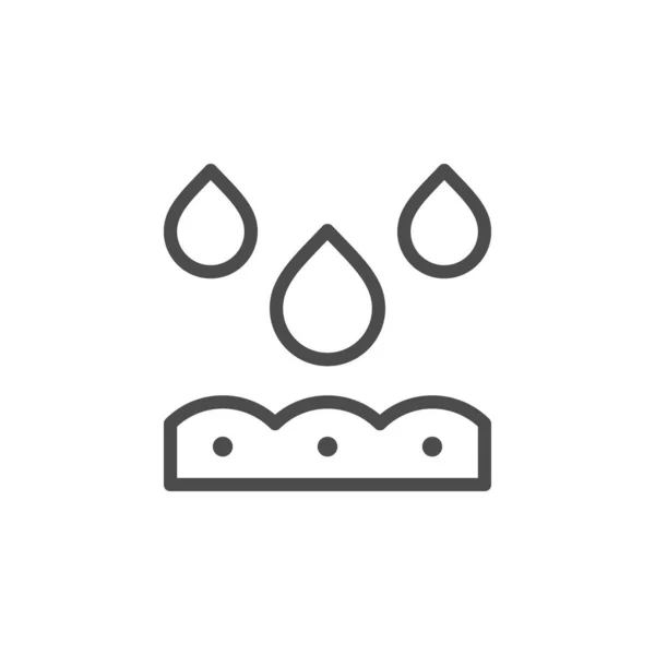 Watering line outline icon and soil concept — 스톡 벡터