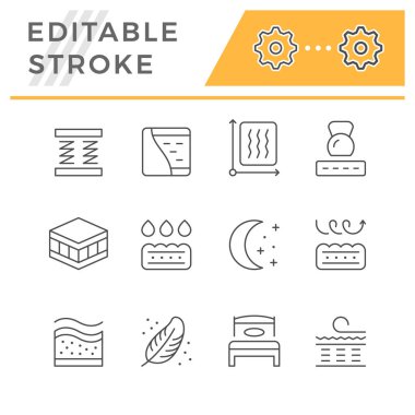 Ortopedik yatak satır Icons set