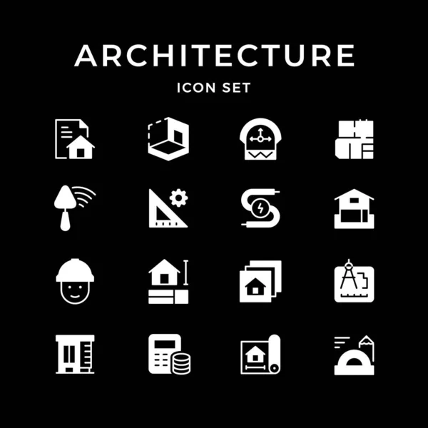 Set glyph icons of architectural — Stock Vector