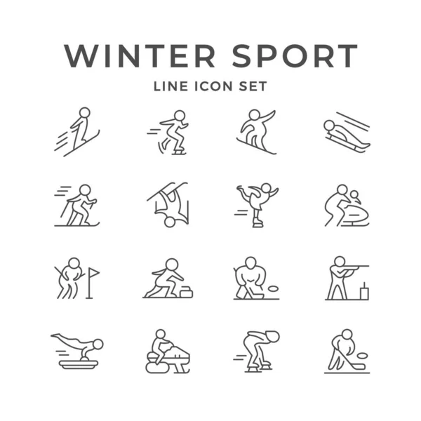Stel lijn pictogrammen van de wintersport — Stockvector