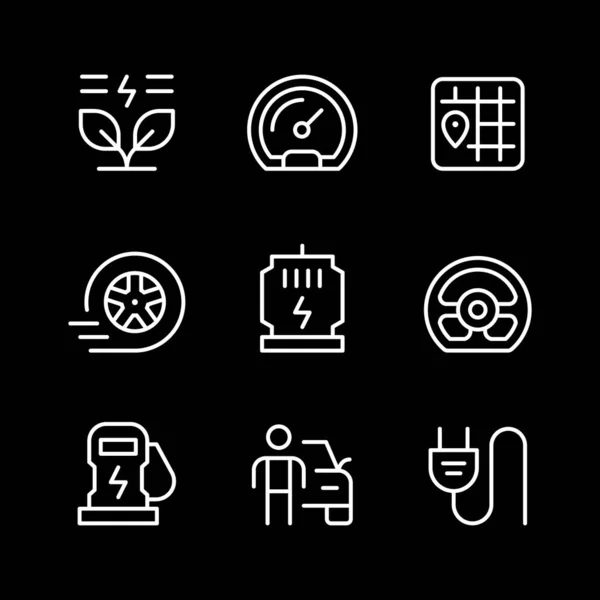 Set line icons of electric car — Stock Vector