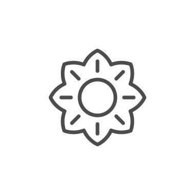 Sun line outline icon and light object