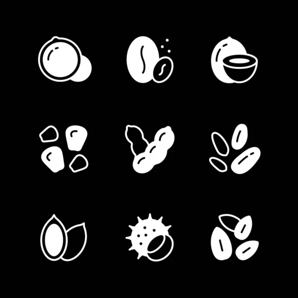 Establecer iconos de frutos secos y semillas — Vector de stock