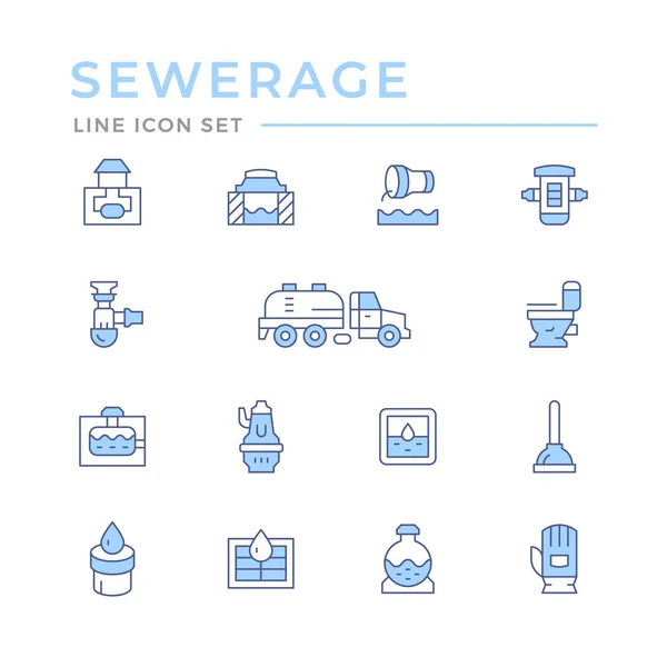 Set color line icons of sewerage — Stock Vector