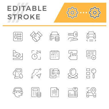Bir araba kiralamak satır Icons set