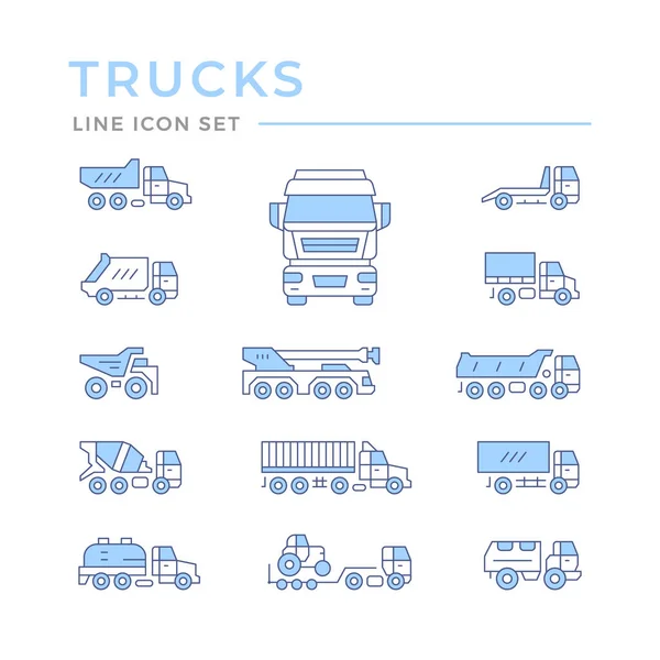 Set color line icons of trucks — Stock Vector