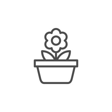 Saksı çiçeği çizgisi ana hatları simgesi