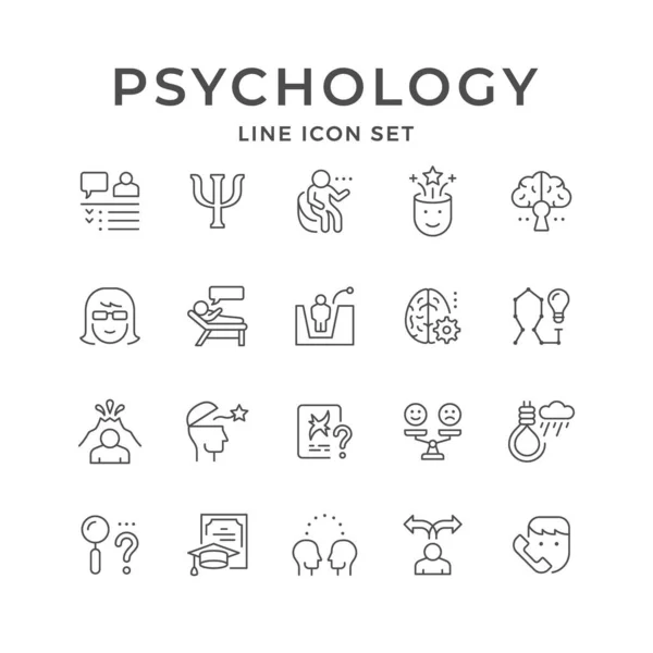 Nastavit čárové ikony psychologie — Stockový vektor