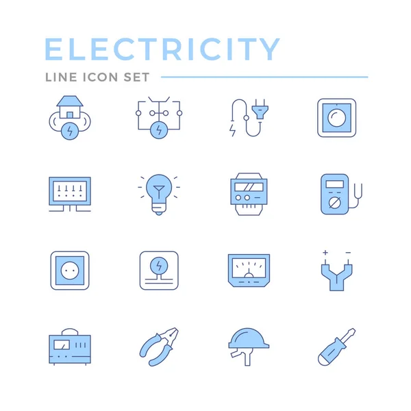 Set color line icons of electricity — Stock Vector