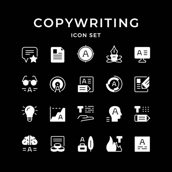 Set glyph icons of copywriting — Stock Vector