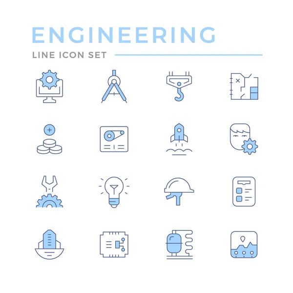 Set color line icons of engineering — Stock Vector