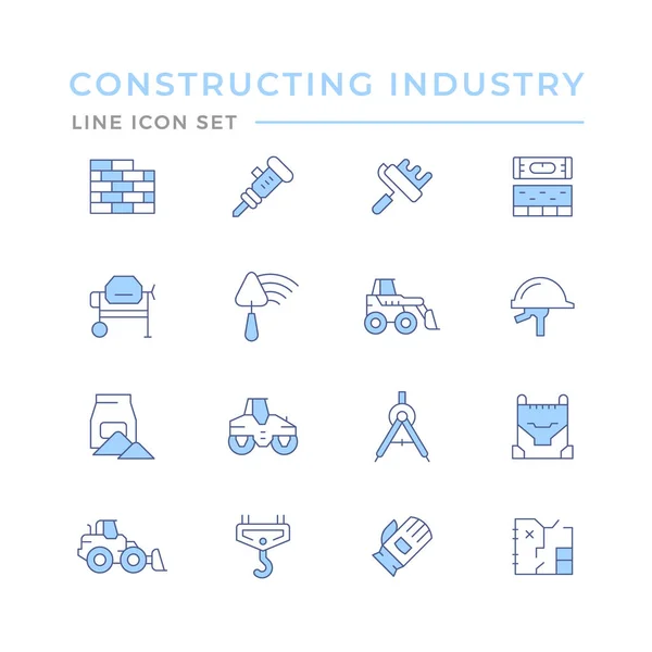 Ange färg linje ikoner för att konstruera industrin — Stock vektor