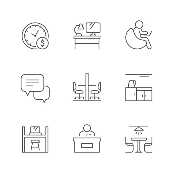 Set-Line-Symbole des gemeinsamen Arbeitens — Stockvektor