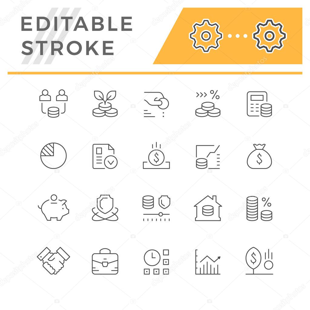 Set line icons of investment