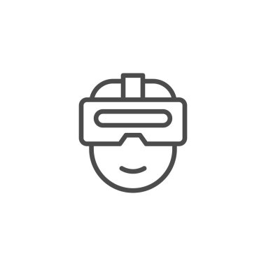 Artırılmış gerçeklik miğferi çizgi ana hatları simgesi