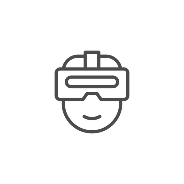 Icono de contorno de línea de casco de realidad aumentada — Vector de stock