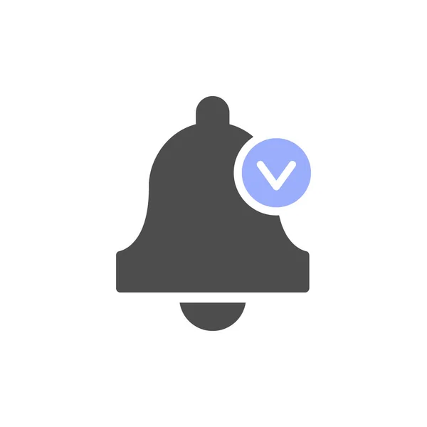 Icono de campana de alarma con marca de verificación — Vector de stock