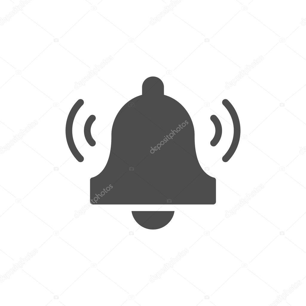 Bell glyph icon and alarm clock concept