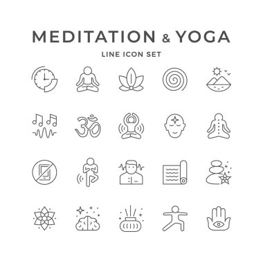 Meditasyon ve yoganın çizgi simgelerini belirle