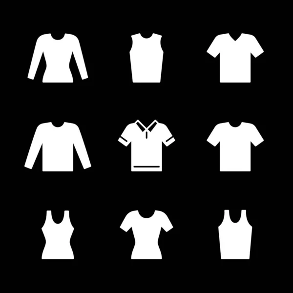 Set Ikonen von T-Shirt, Singlet, Langarm — Stockvektor