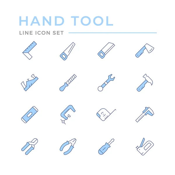 Establecer iconos de línea de color de la herramienta de mano — Vector de stock