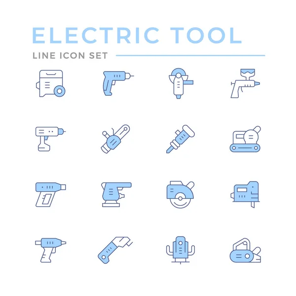 Establecer iconos de línea de color de herramientas eléctricas — Archivo Imágenes Vectoriales