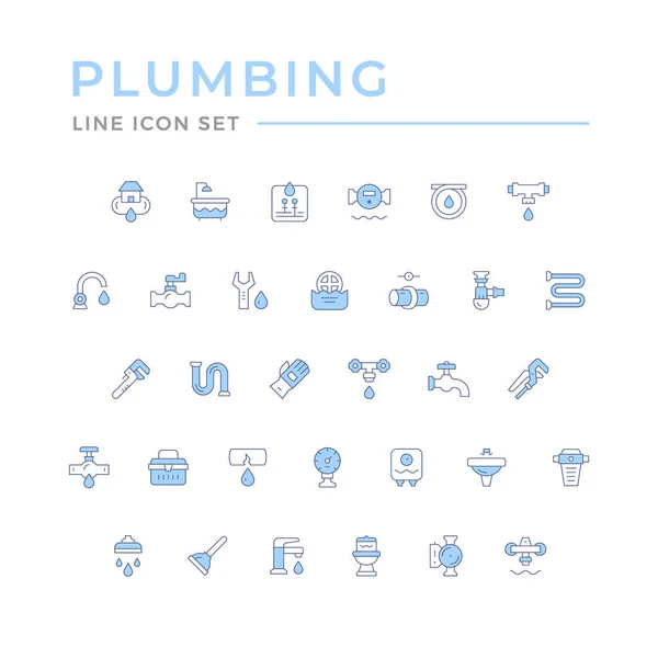 Set color line icons of plumbing — Stock Vector