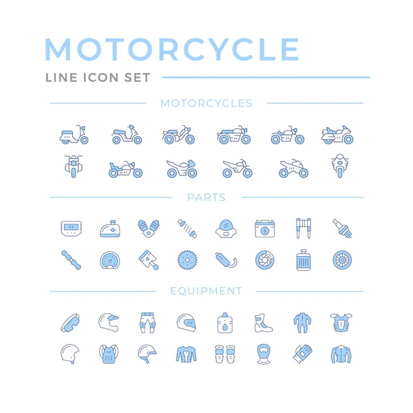 Conjunto de iconos de línea de color relacionados con la motocicleta — Archivo Imágenes Vectoriales