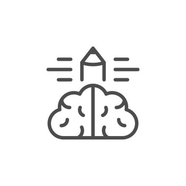 Satır ana hatları simgesi ve yaratıcılık kavramı yazılıyor