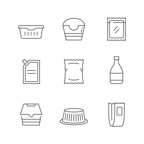 Set line icons of food packaging — Stock Vector