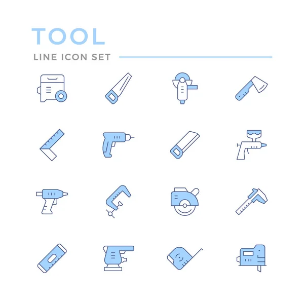 Set color line icons of electric and hand tool — Stock Vector