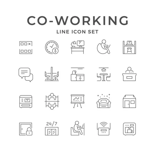 Set line icons of co-working — Stock Vector