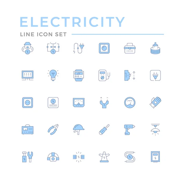 Definir ícones de linha de cor de eletricidade — Vetor de Stock