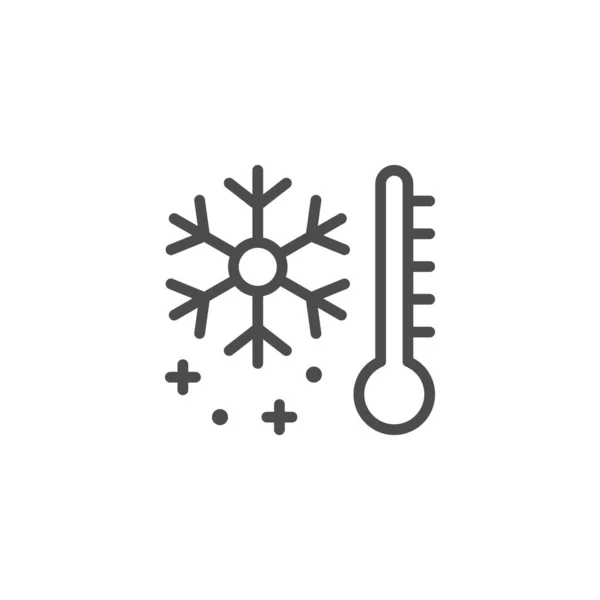 Ícone de contorno de linha de temperatura de armazenamento — Vetor de Stock
