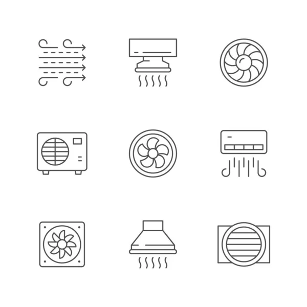 Set line icons of ventilation — Stock Vector