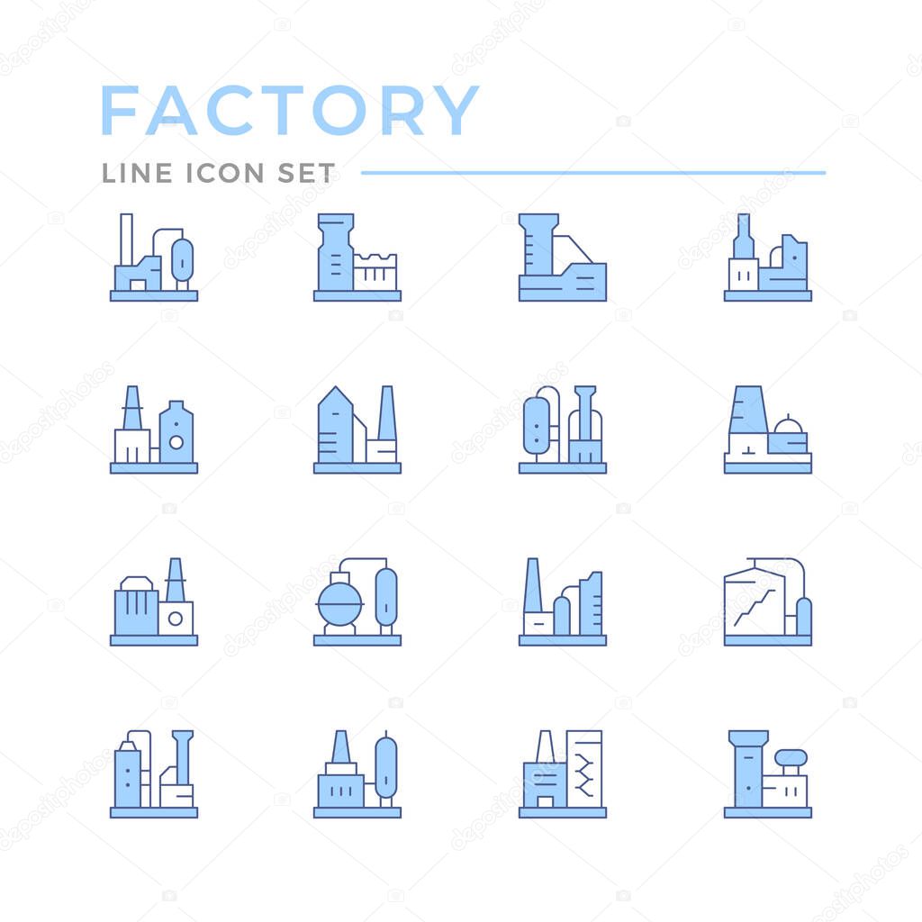 Set color line icons of factory