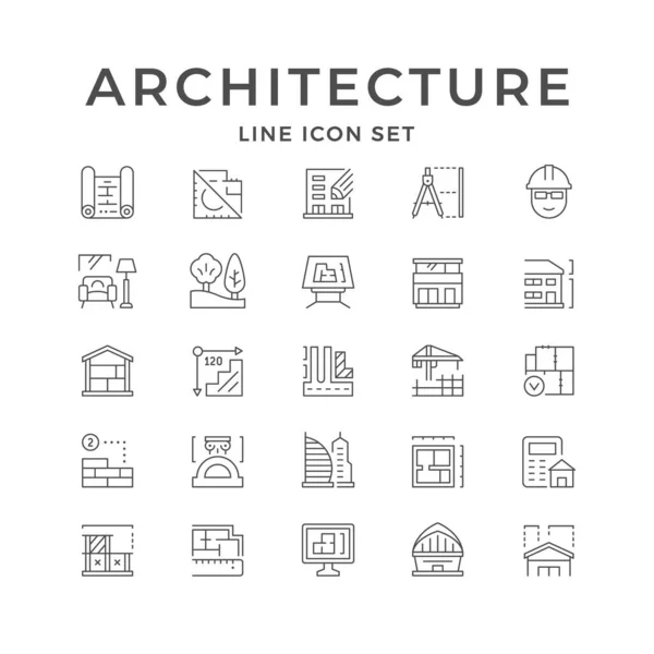 Establecer iconos de línea de arquitectura — Vector de stock