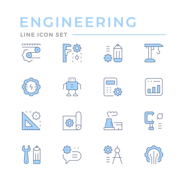 Stel kleurlijn pictogrammen van engineering — Stockvector